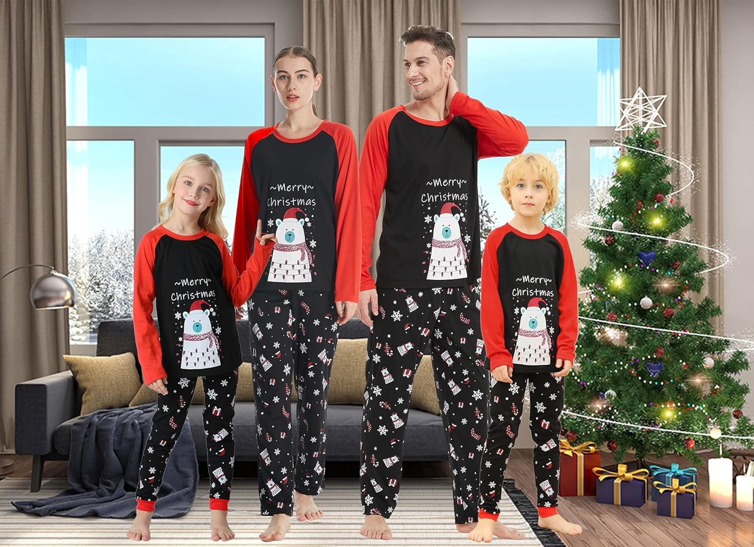 Adorable Family Matching Polar Bear Pajama Sets for Cozy Christmas Nights