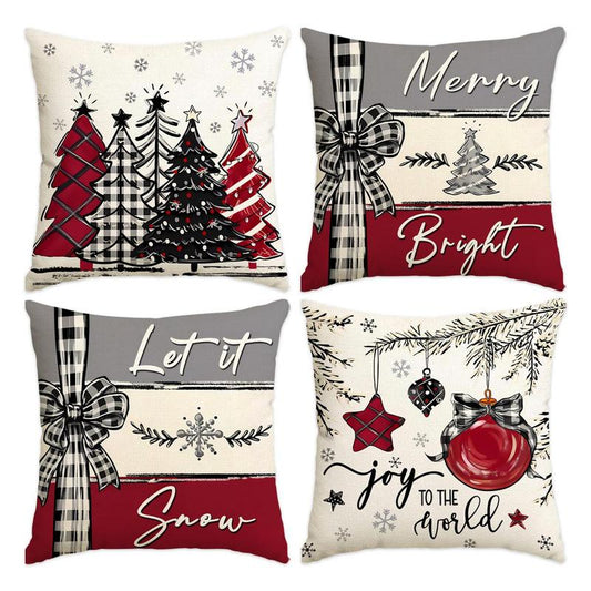 Christmas Themed Pillow Cover, 4 Counts/Set