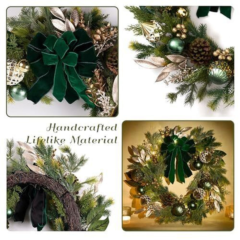 Decorbyhannah Christmas Wreath, 24 Inch Collapsible Wreaths for Front Door