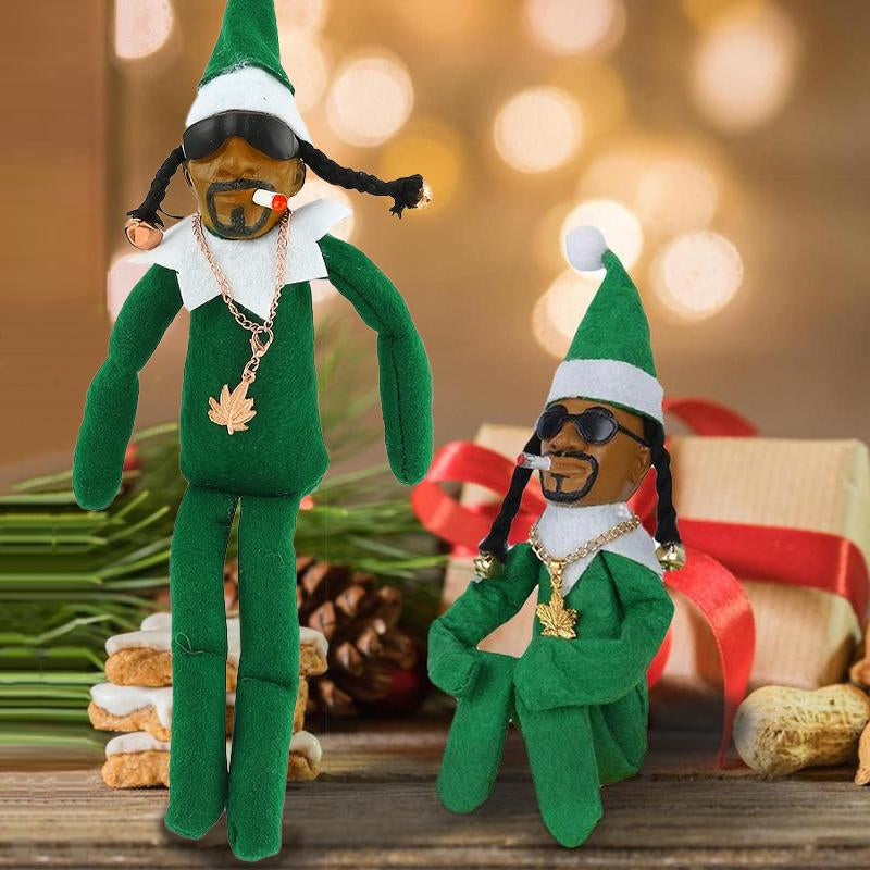 Christmas Elf Dog Felt Dolls - Eco-Friendly Peeking Elf on a Stoop