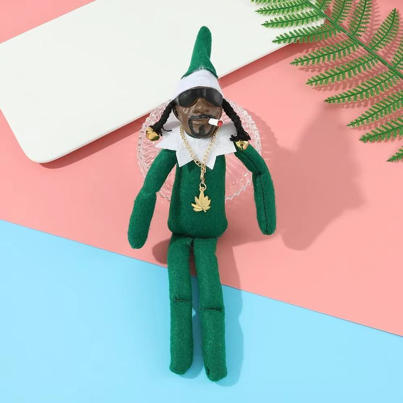 Christmas Elf Dog Felt Dolls - Eco-Friendly Peeking Elf on a Stoop