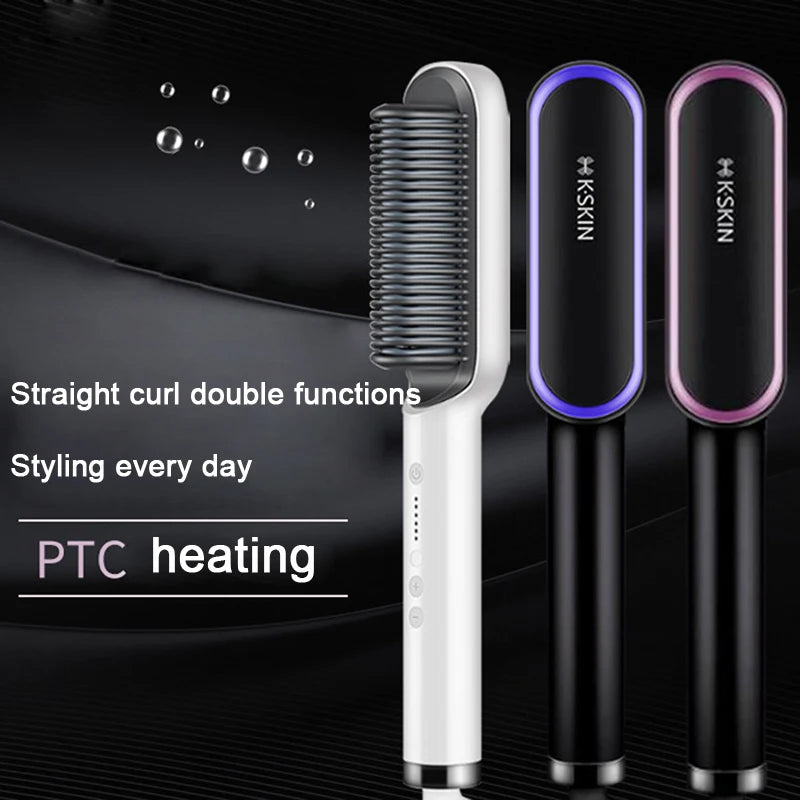 Hair Care Professional PTC Heating Hair Straightener Curler Styler Brush Straighting Ceramic Curling Iron Hot Comb Brushes