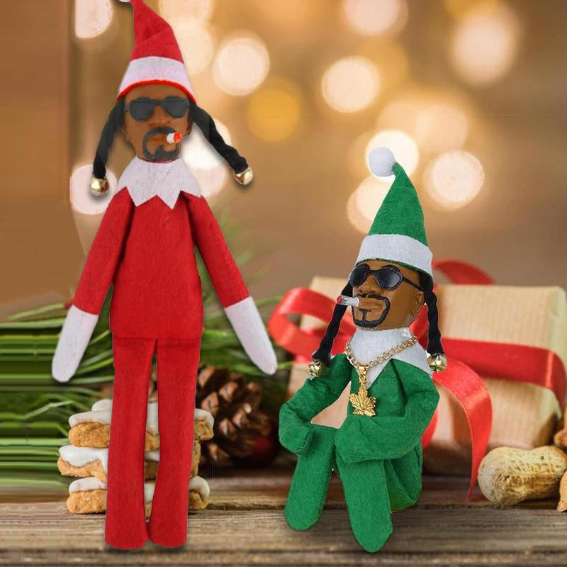 Christmas Elf Dog Felt Dolls - Eco-Friendly Peeking Elf on a Stoop