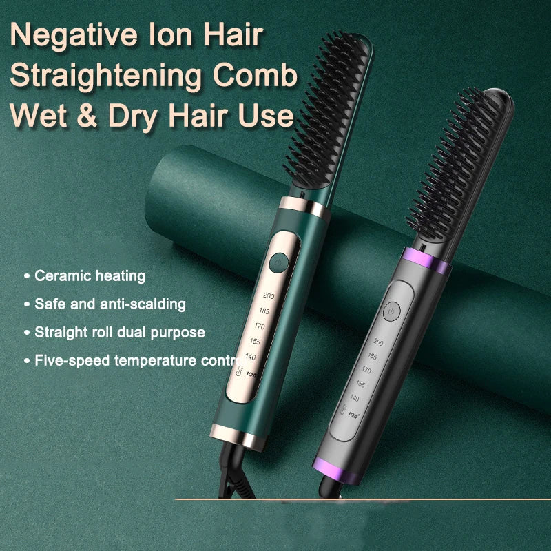 Professional Steam Hair Straightener Negative Ion Hair Straightening Comb Fast Heating Tourmaline Ceramic Hair Care Tool