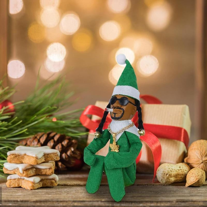 Christmas Elf Dog Felt Dolls - Eco-Friendly Peeking Elf on a Stoop