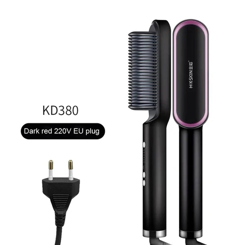 Hair Care Professional PTC Heating Hair Straightener Curler Styler Brush Straighting Ceramic Curling Iron Hot Comb Brushes