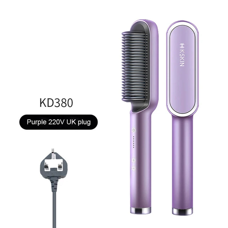 Hair Care Professional PTC Heating Hair Straightener Curler Styler Brush Straighting Ceramic Curling Iron Hot Comb Brushes