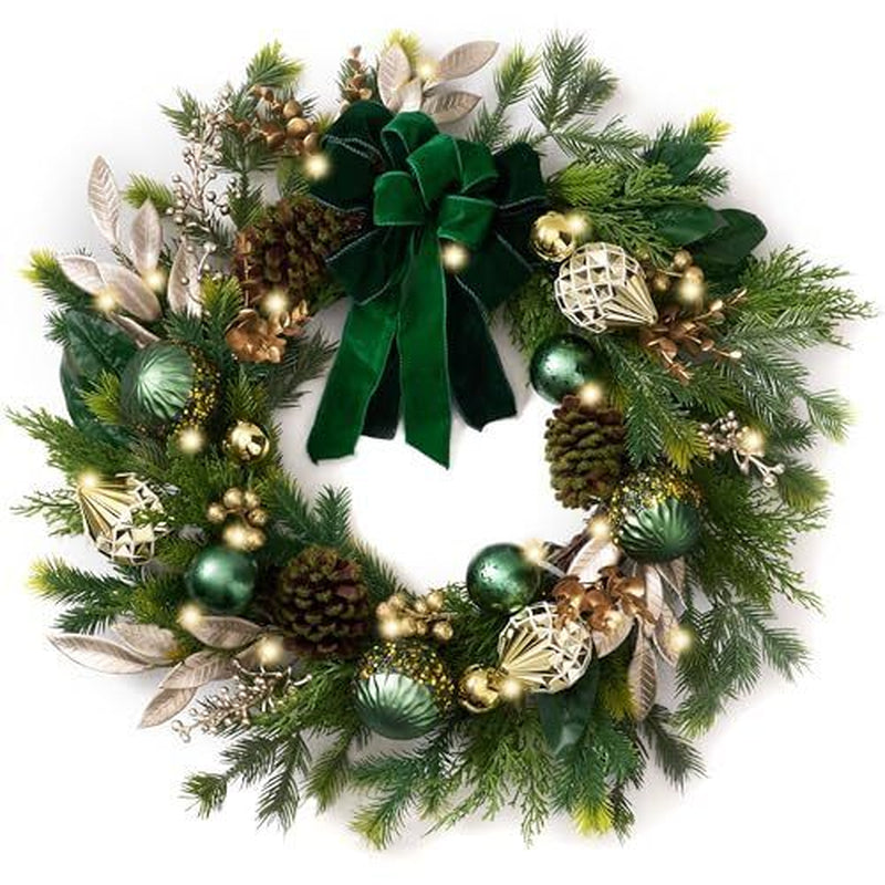 Decorbyhannah Christmas Wreath, 24 Inch Collapsible Wreaths for Front Door