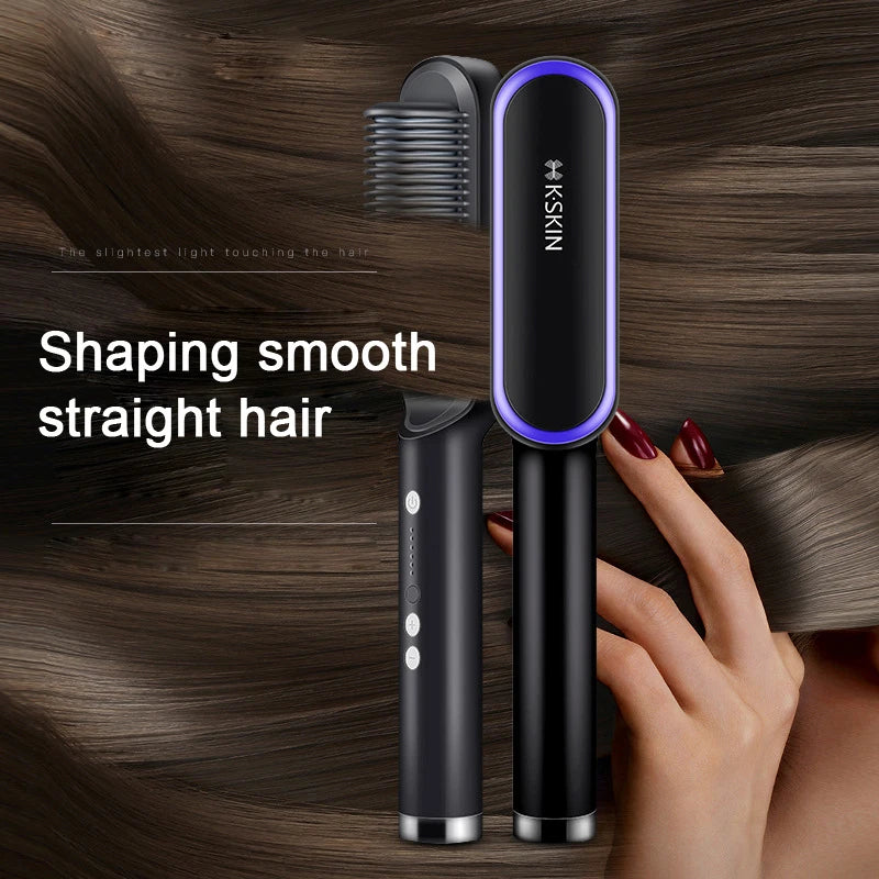 Hair Care Professional PTC Heating Hair Straightener Curler Styler Brush Straighting Ceramic Curling Iron Hot Comb Brushes