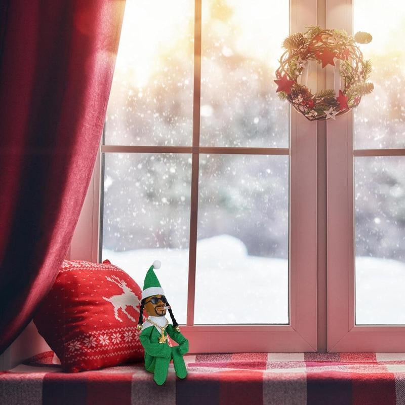 Christmas Elf Dog Felt Dolls - Eco-Friendly Peeking Elf on a Stoop