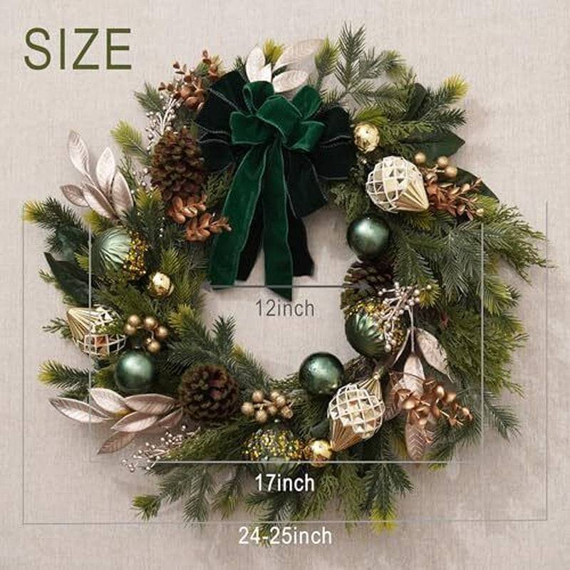 Decorbyhannah Christmas Wreath, 24 Inch Collapsible Wreaths for Front Door