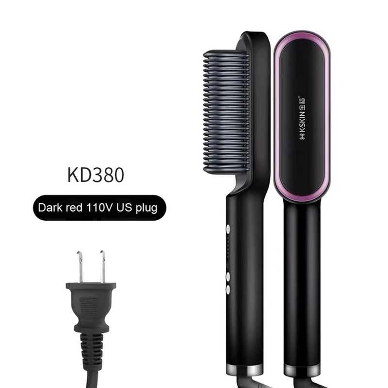 Hair Care Professional PTC Heating Hair Straightener Curler Styler Brush Straighting Ceramic Curling Iron Hot Comb Brushes