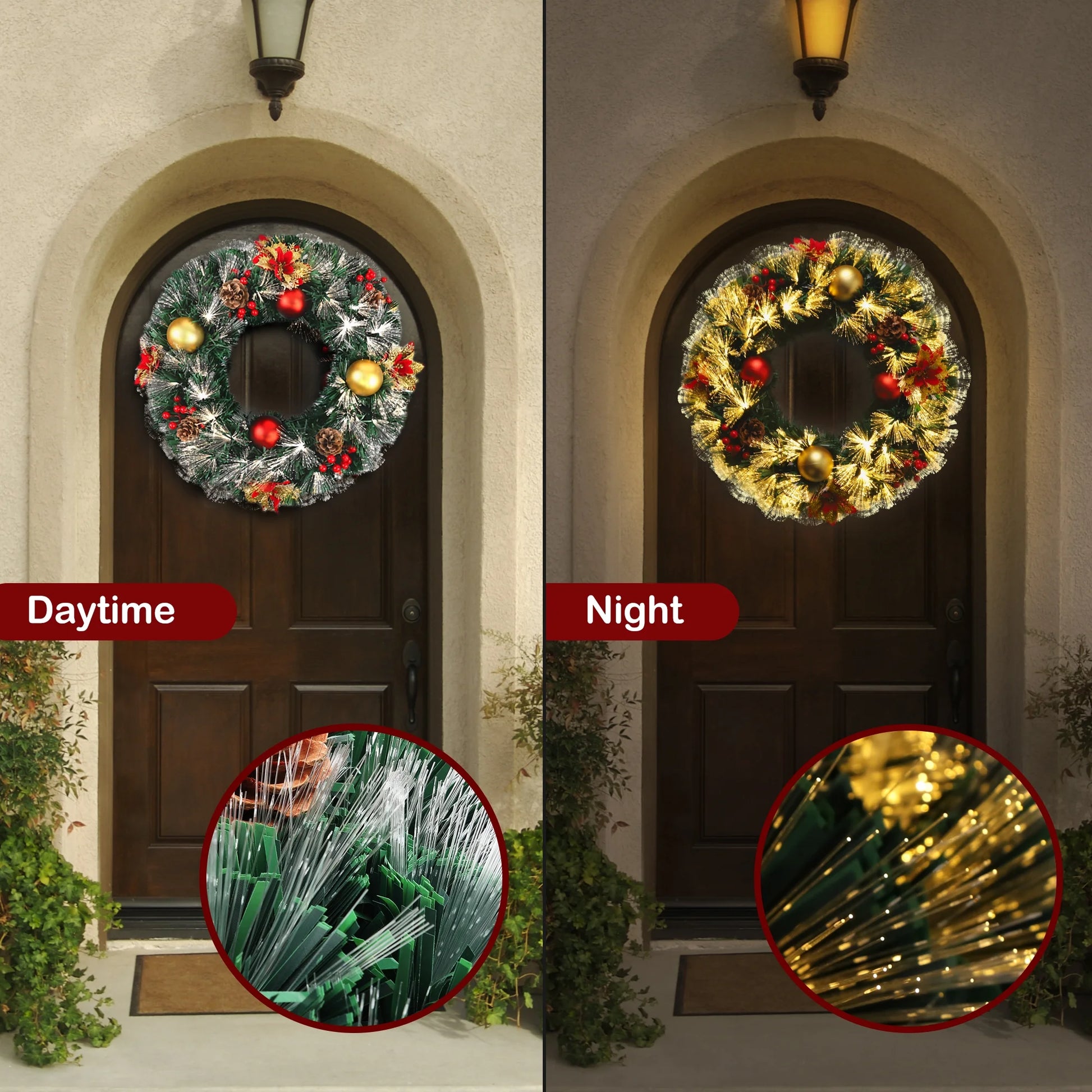 28Inch Pre-Lit Christmas Wreath Extra Large Plug in Christmas Wreath Artificial Deluxe Lighted Christmas Decor Wreath with Lights for Front Door Fireplace Outdoor Indoor Holiday Decor