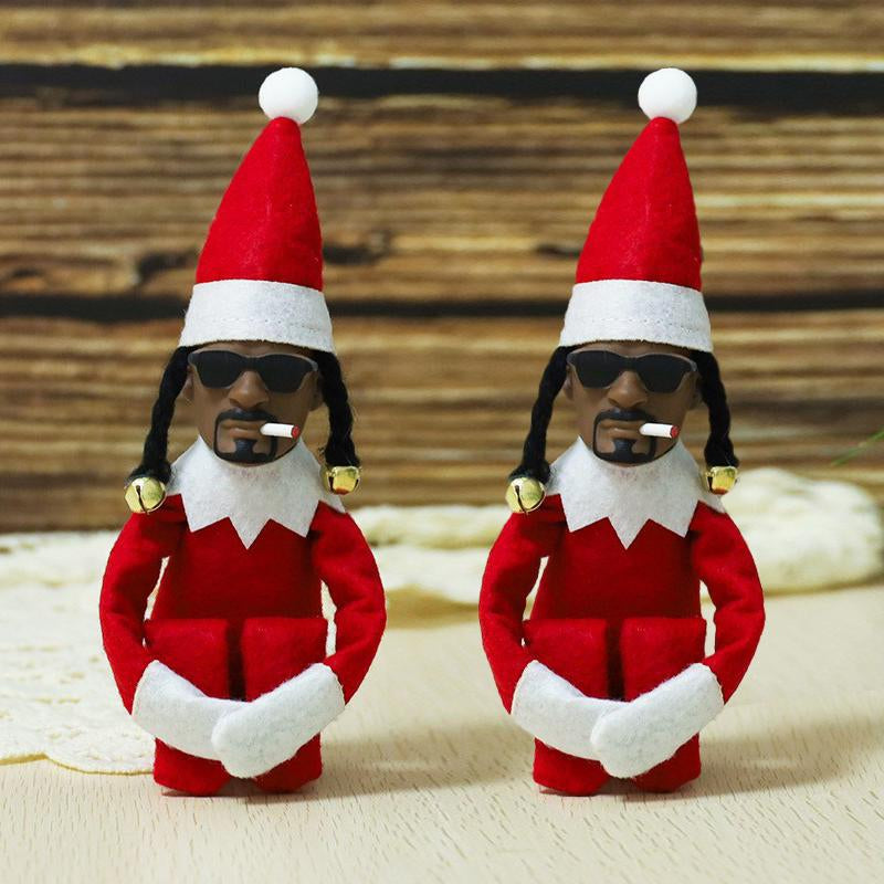 Christmas Elf Dog Felt Dolls - Eco-Friendly Peeking Elf on a Stoop